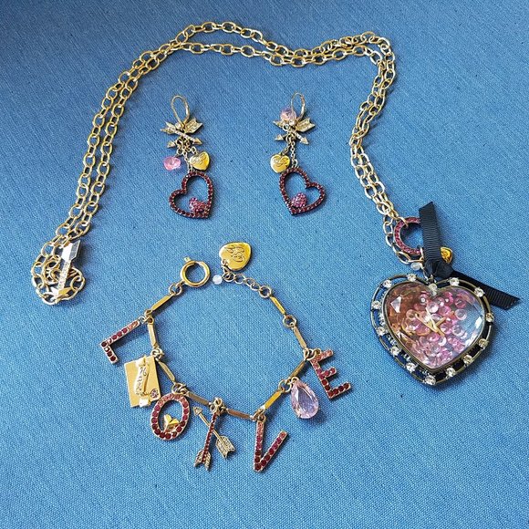 Betsey Johnson Jewelry - Betsey Johnson Necklace, Earrings, Bracelet "LOVE" Collection - NWOT